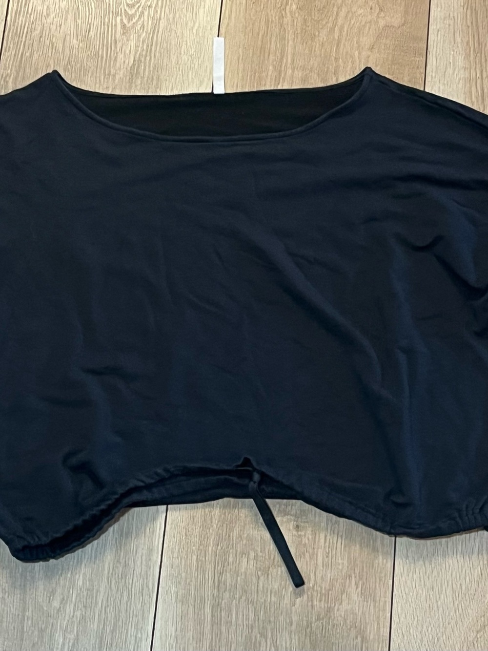 Fabletics Black Cropped Drawstring Boatneck Top - Picture 3 of 11